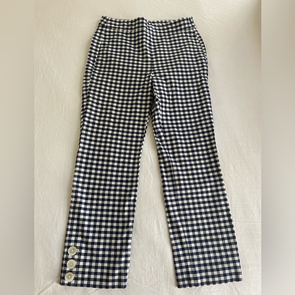 J Crew Navy Gingham Slacks